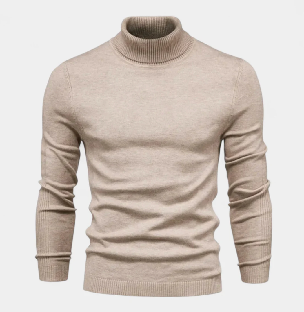 Arven - Ribbstickad Turtleneck Tröja för Män